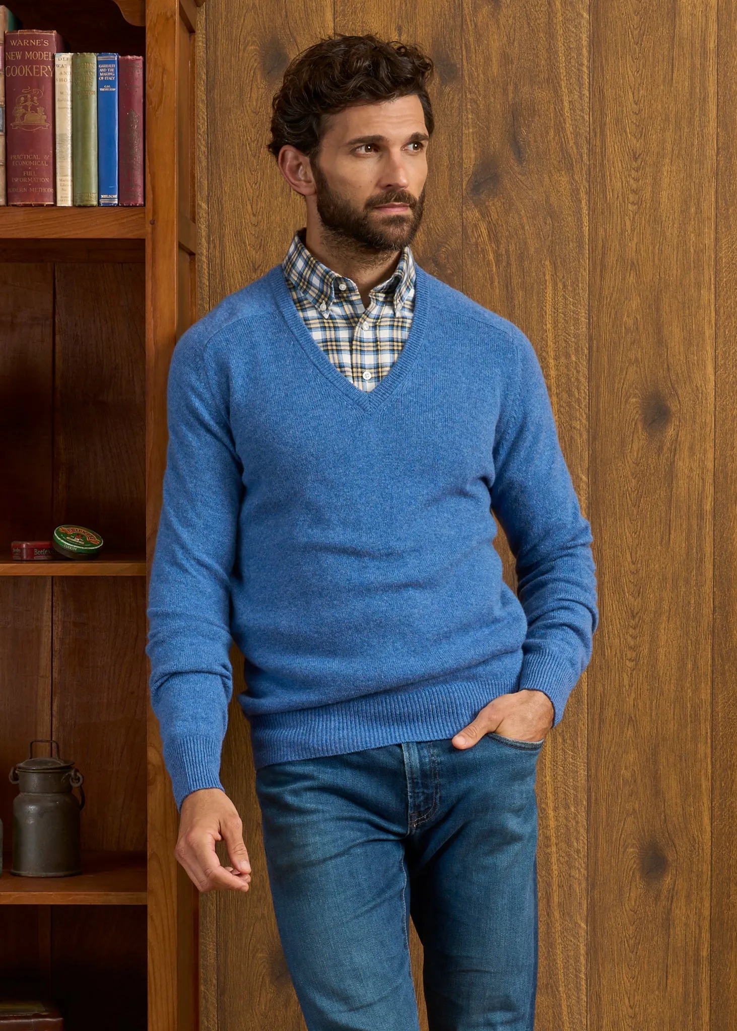 Hampshire Lambswool Jumper in Jeans - Classic Fit