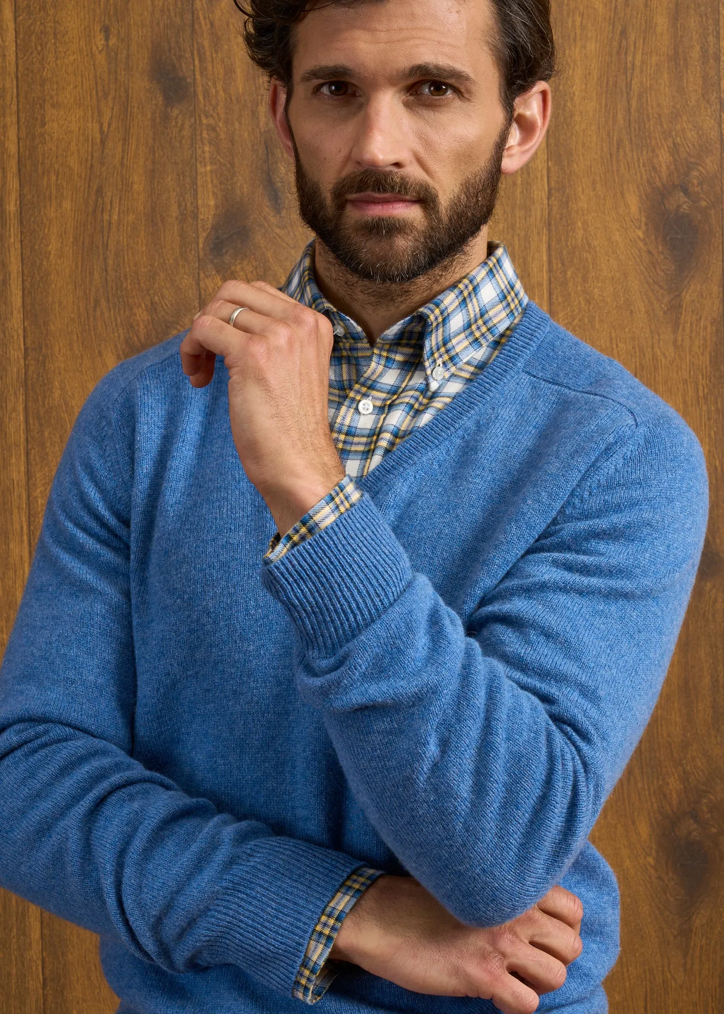 Hampshire Lambswool Jumper in Jeans - Classic Fit