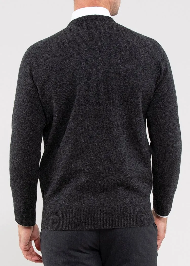 Hampshire Men's Lambswool Jumper in Charcoal - Classic Fit