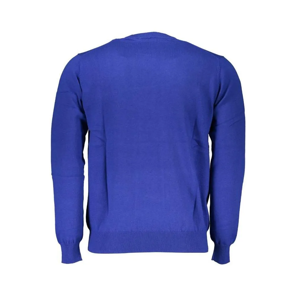 Harmont & Blaine Chic Blue Crew Neck Sweater with Embroidery