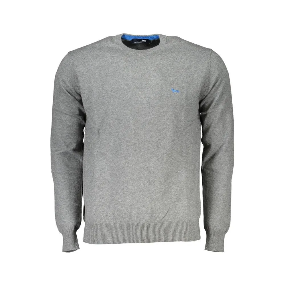 Harmont & Blaine Chic Gray Crew Neck Cotton Blend Sweater