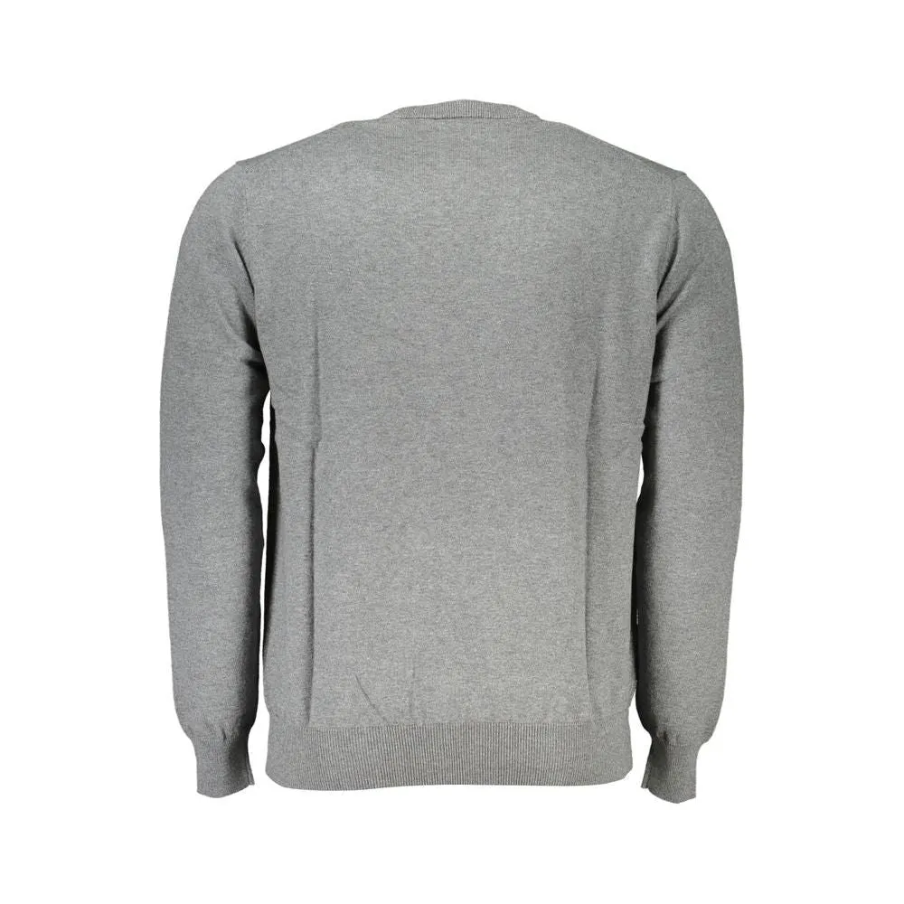 Harmont & Blaine Chic Gray Crew Neck Cotton Blend Sweater