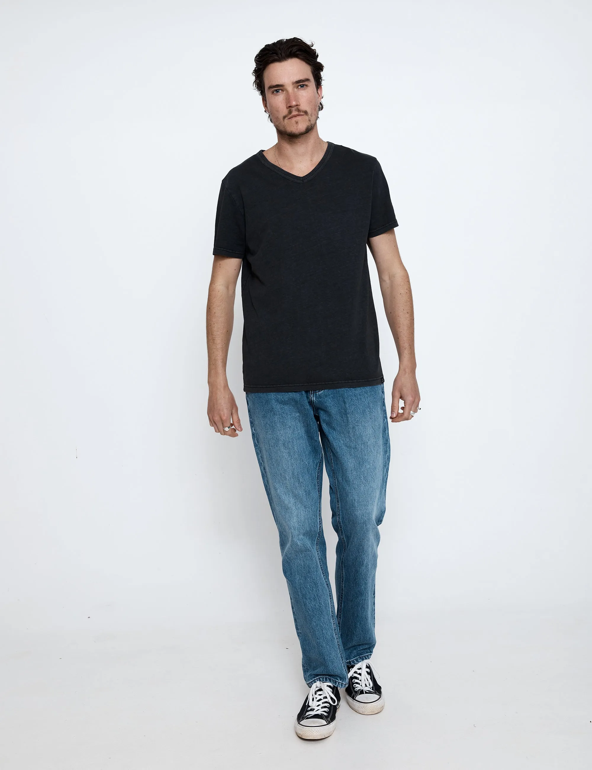 Hemp V Neck Tee - Black