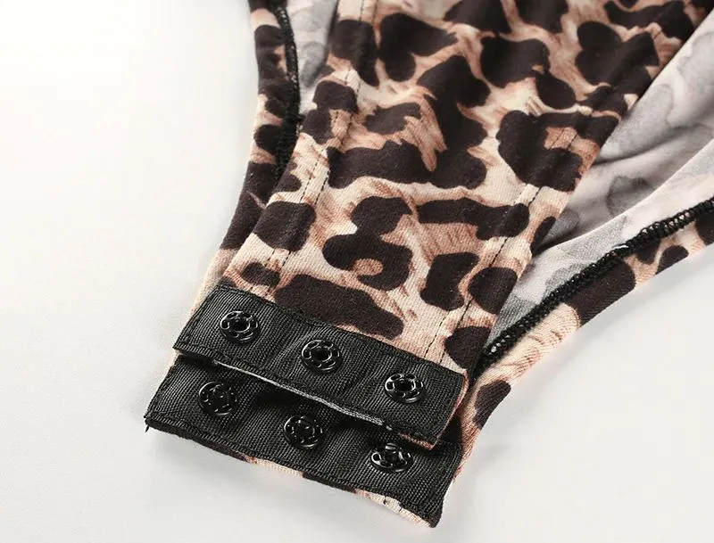 High/Turtle Neck Leopard Print Bodysuit