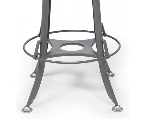 Industrial Swivel Height Adjustable Grey Oak Wood Bar Stool Chair with Back