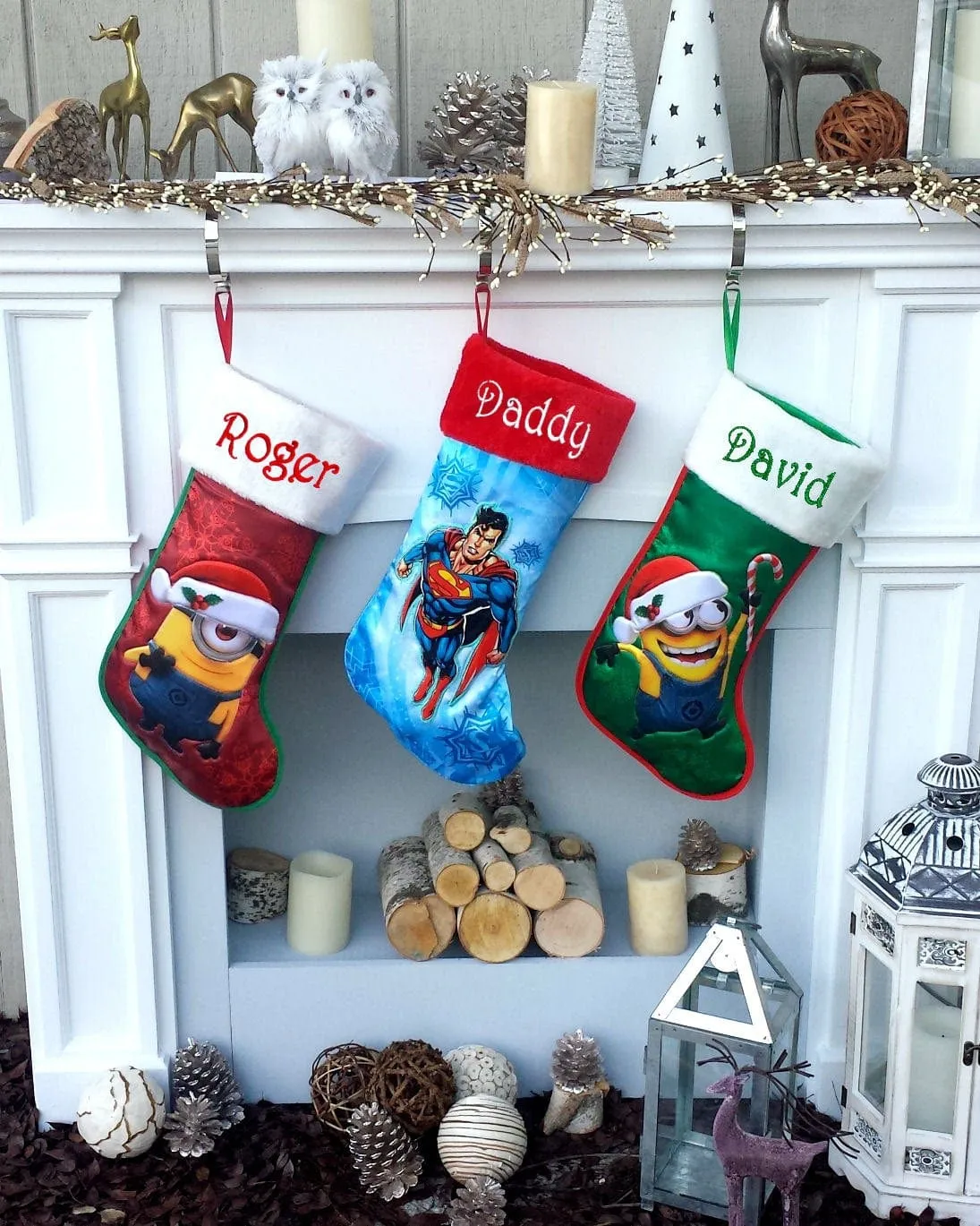 Kids SuperMan Christmas Stocking  Personalized Children's Embroidered Holiday for Boys Personalized - Officially Licensed Super Man