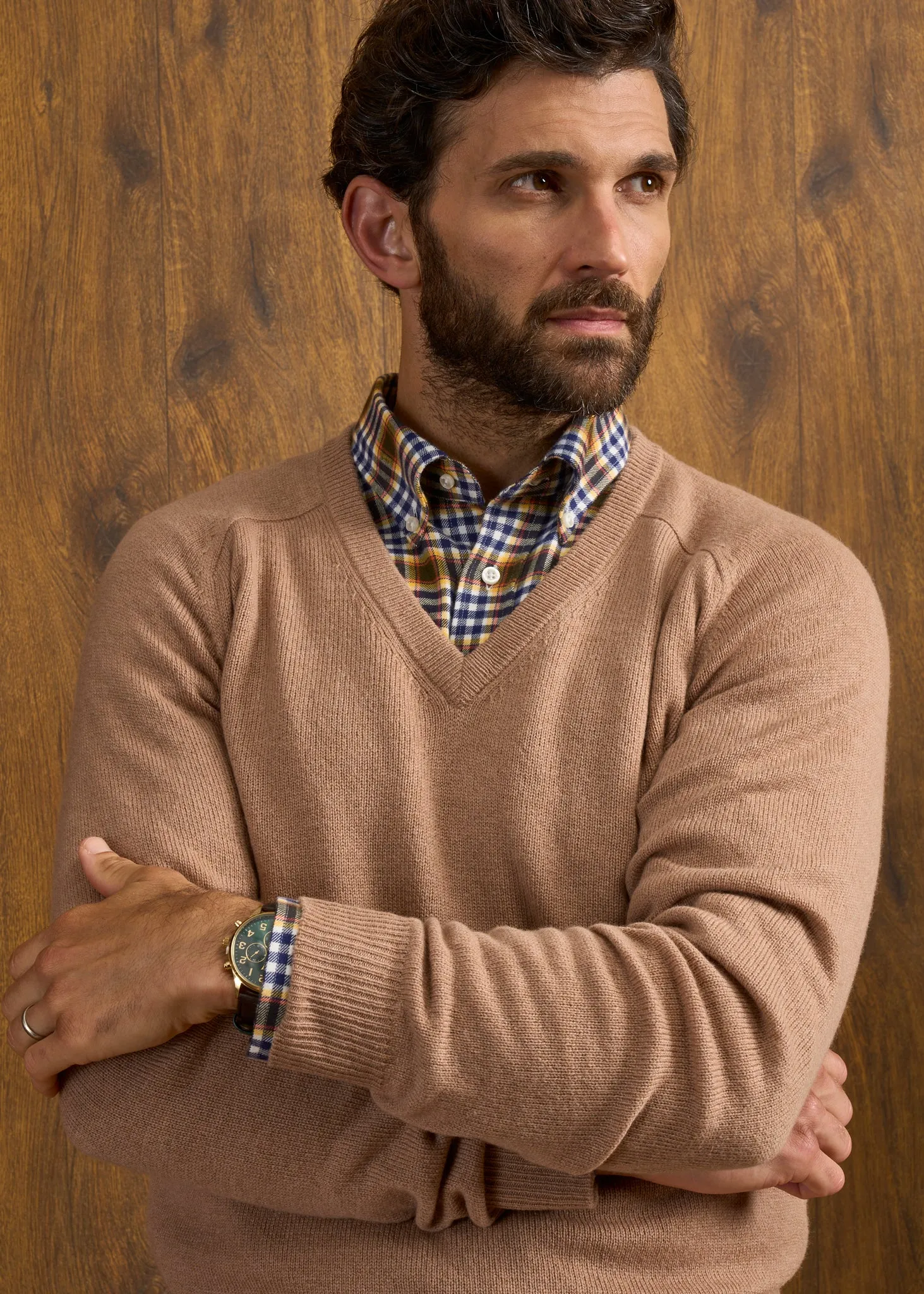 Kilsyth Men's Lambswool Jumper in Camel - Regular Fit