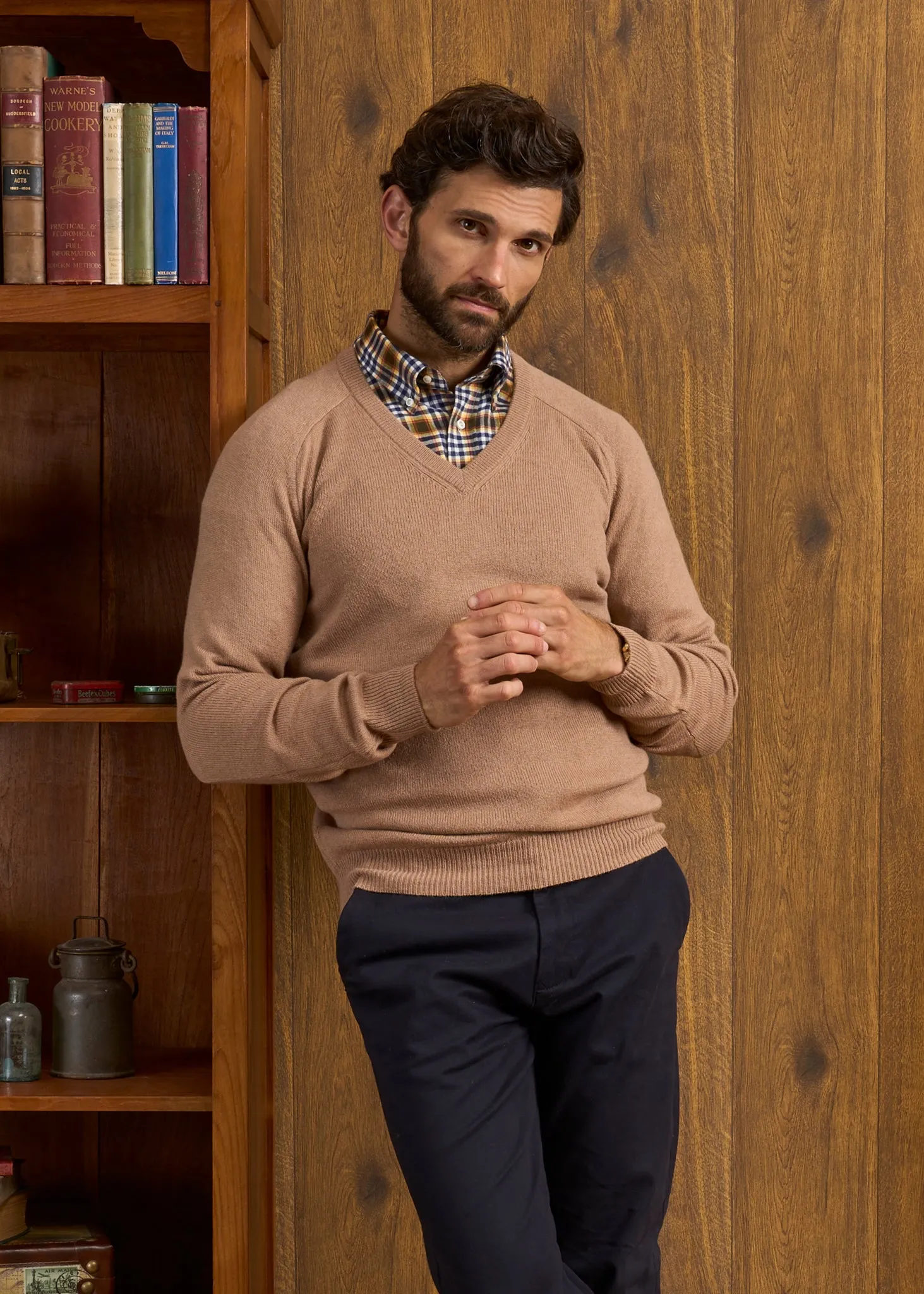 Kilsyth Men's Lambswool Jumper in Camel - Regular Fit