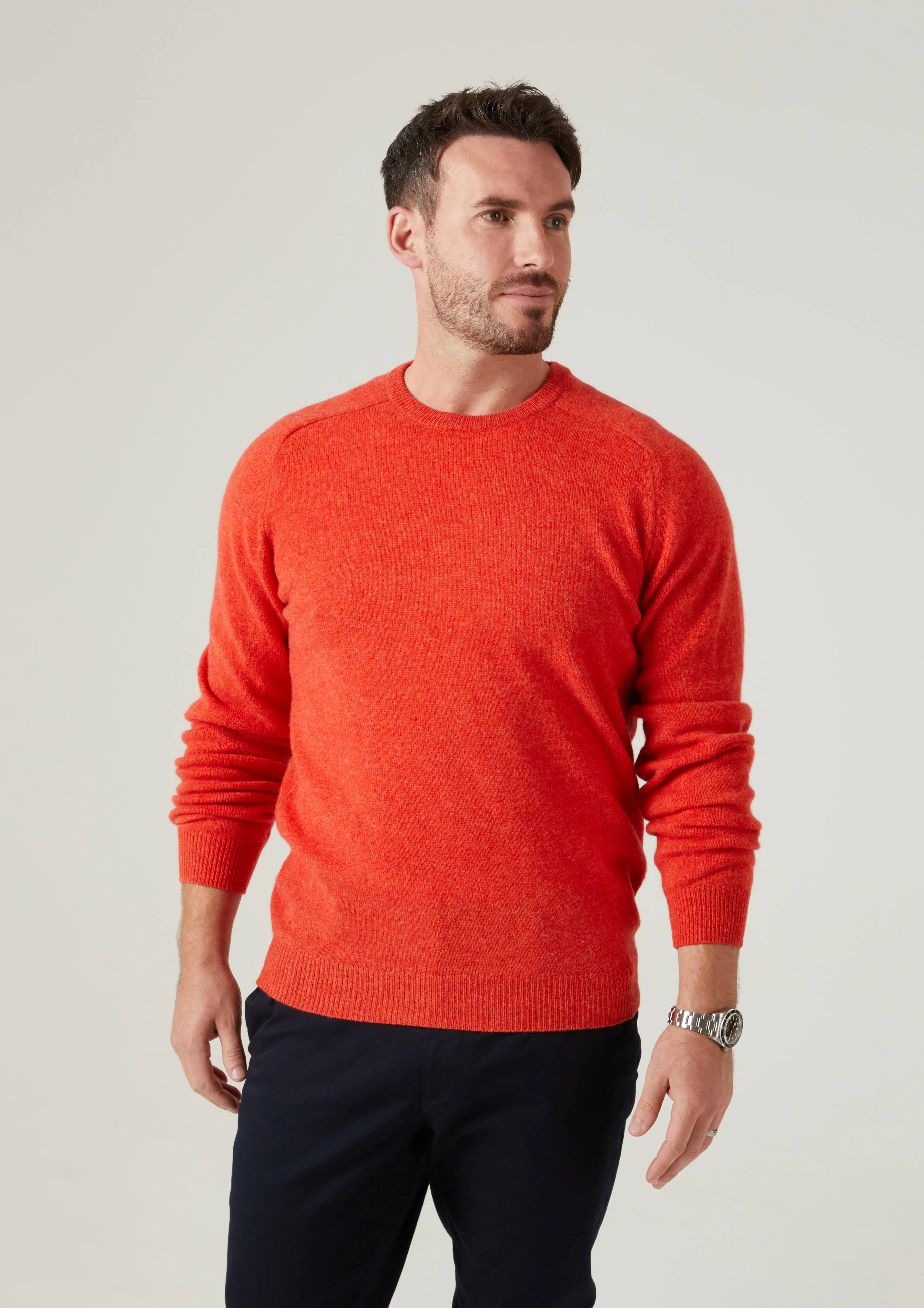 Lenzie Men's Lambswool Jumper In Inferno - Regular Fit