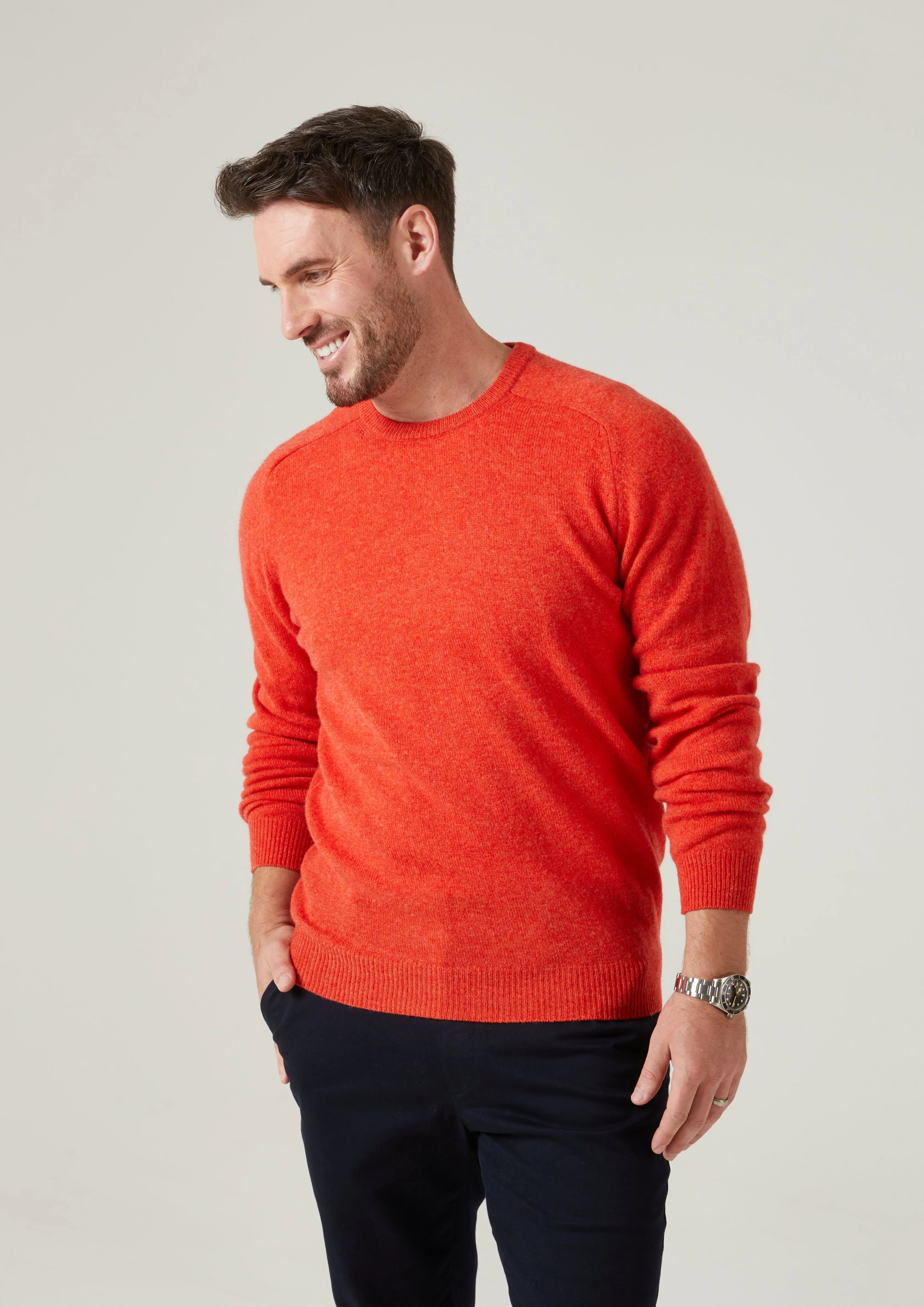 Lenzie Men's Lambswool Jumper In Inferno - Regular Fit