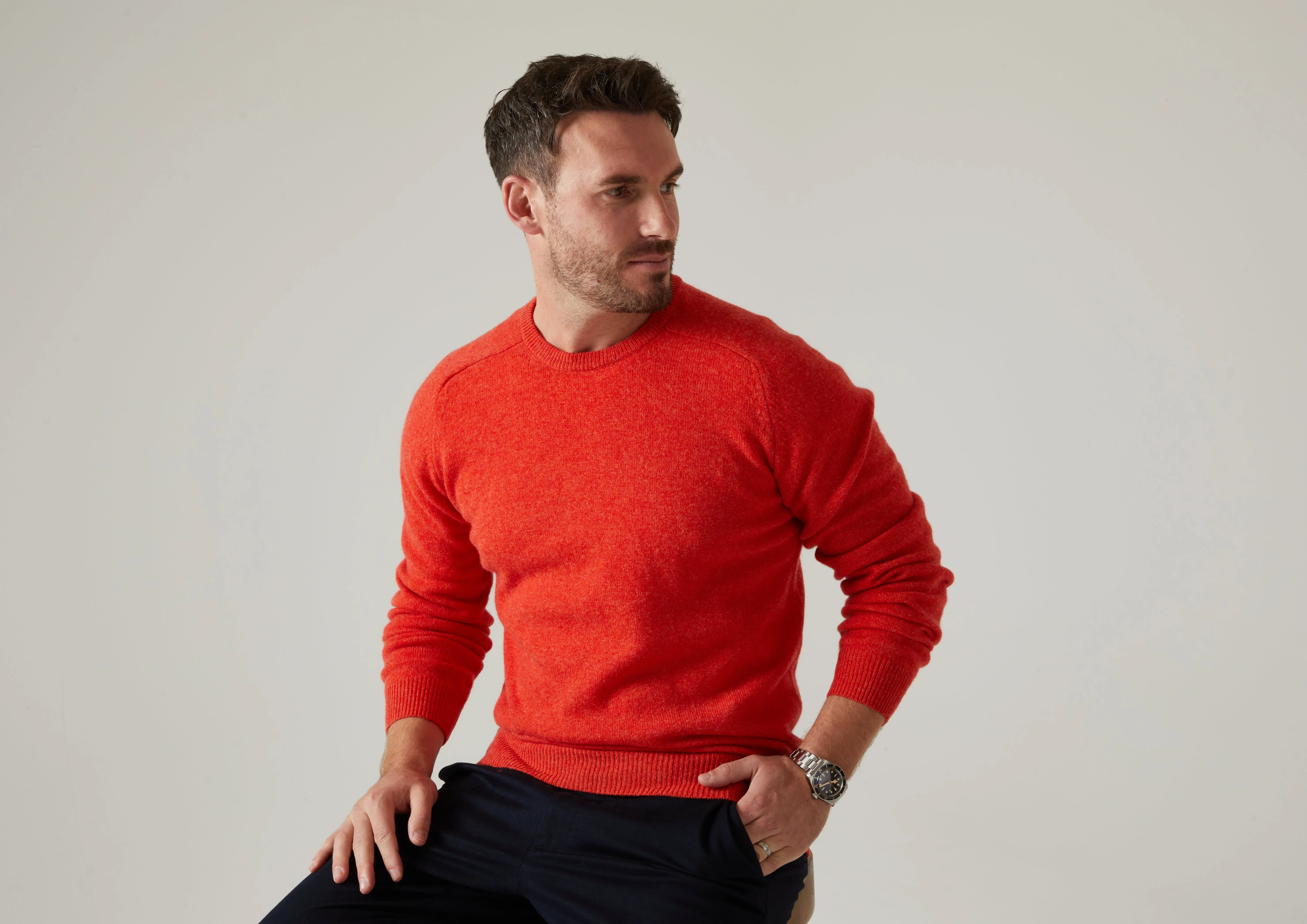 Lenzie Men's Lambswool Jumper In Inferno - Regular Fit