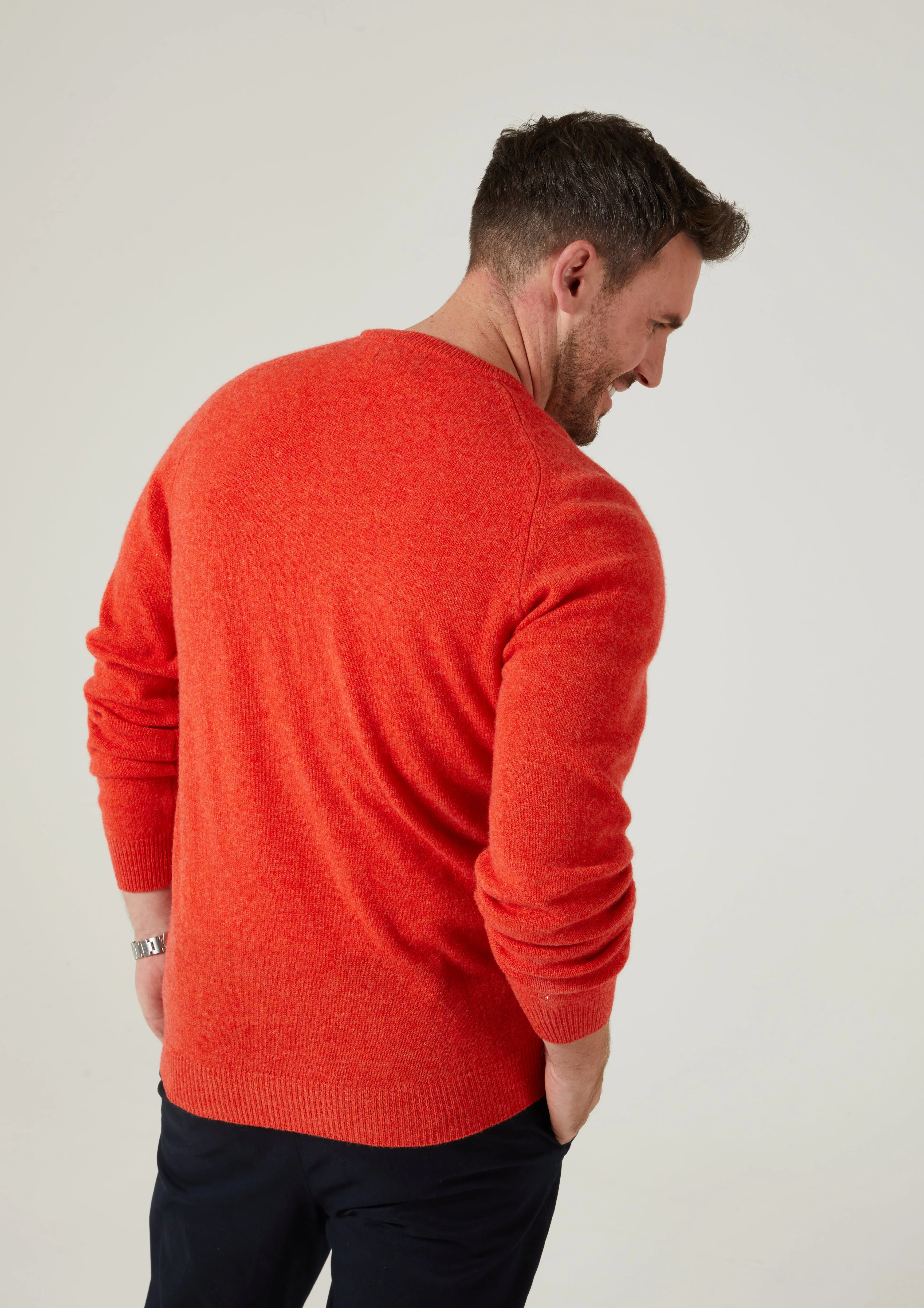 Lenzie Men's Lambswool Jumper In Inferno - Regular Fit