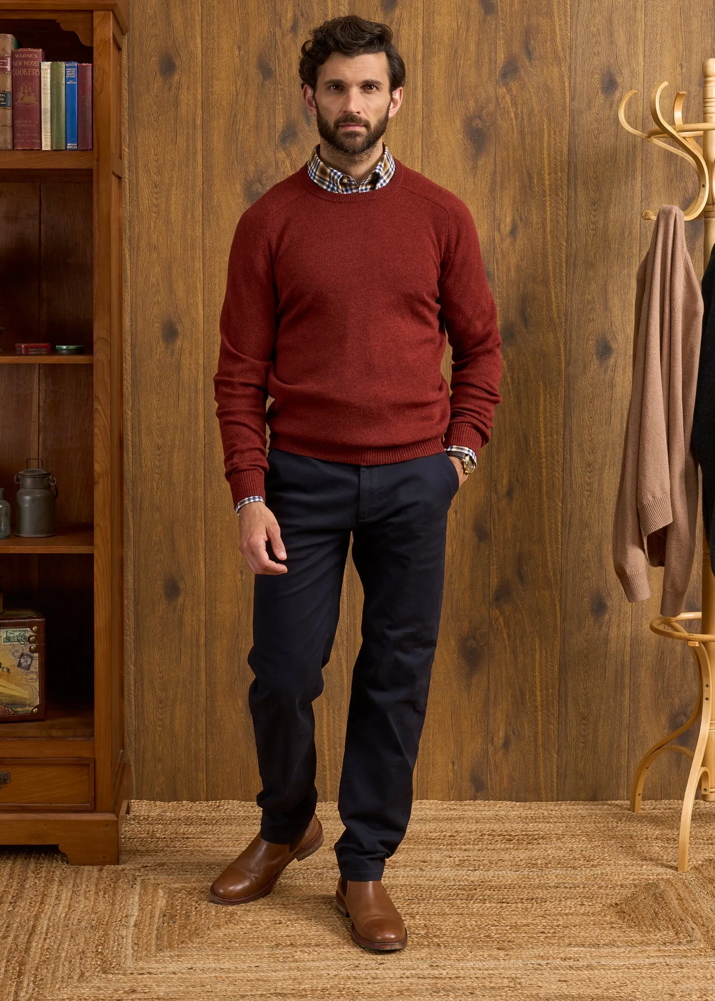 Lenzie Men's Lambswool Jumper In Sienna - Regular Fit