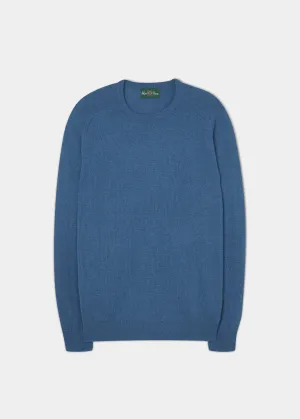 Lenzie Men's Lambswool Jumper In Teal Blue - Regular Fit