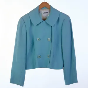 Liberty 100% Wool Light Blue Cropped Jacket UK Size 14