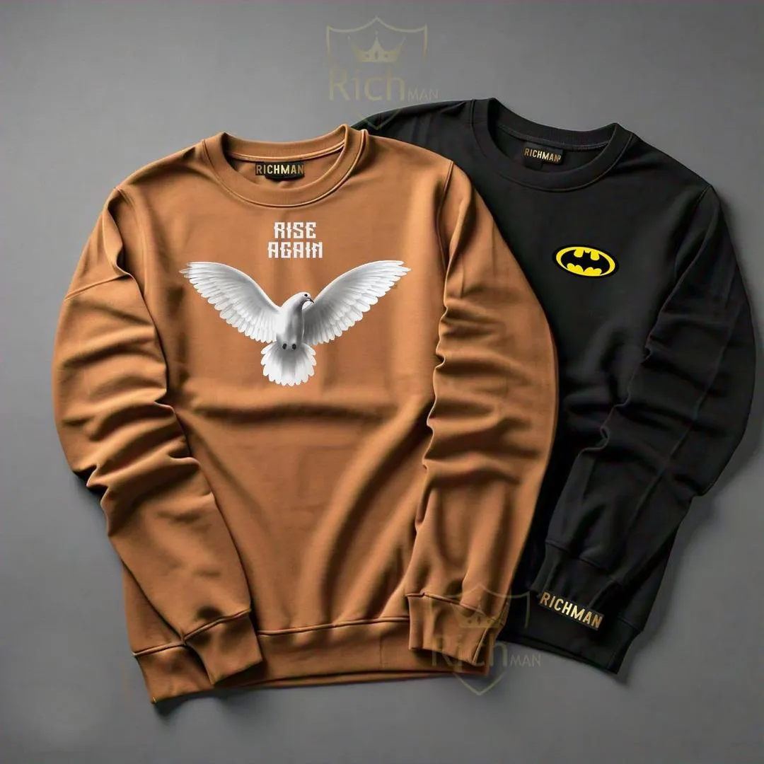 Mens fleece printed Sweatshirt pack of 2