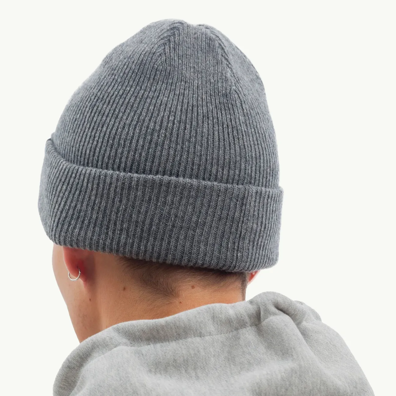 Merino Lambswool Norse Beanie - Grey Melange