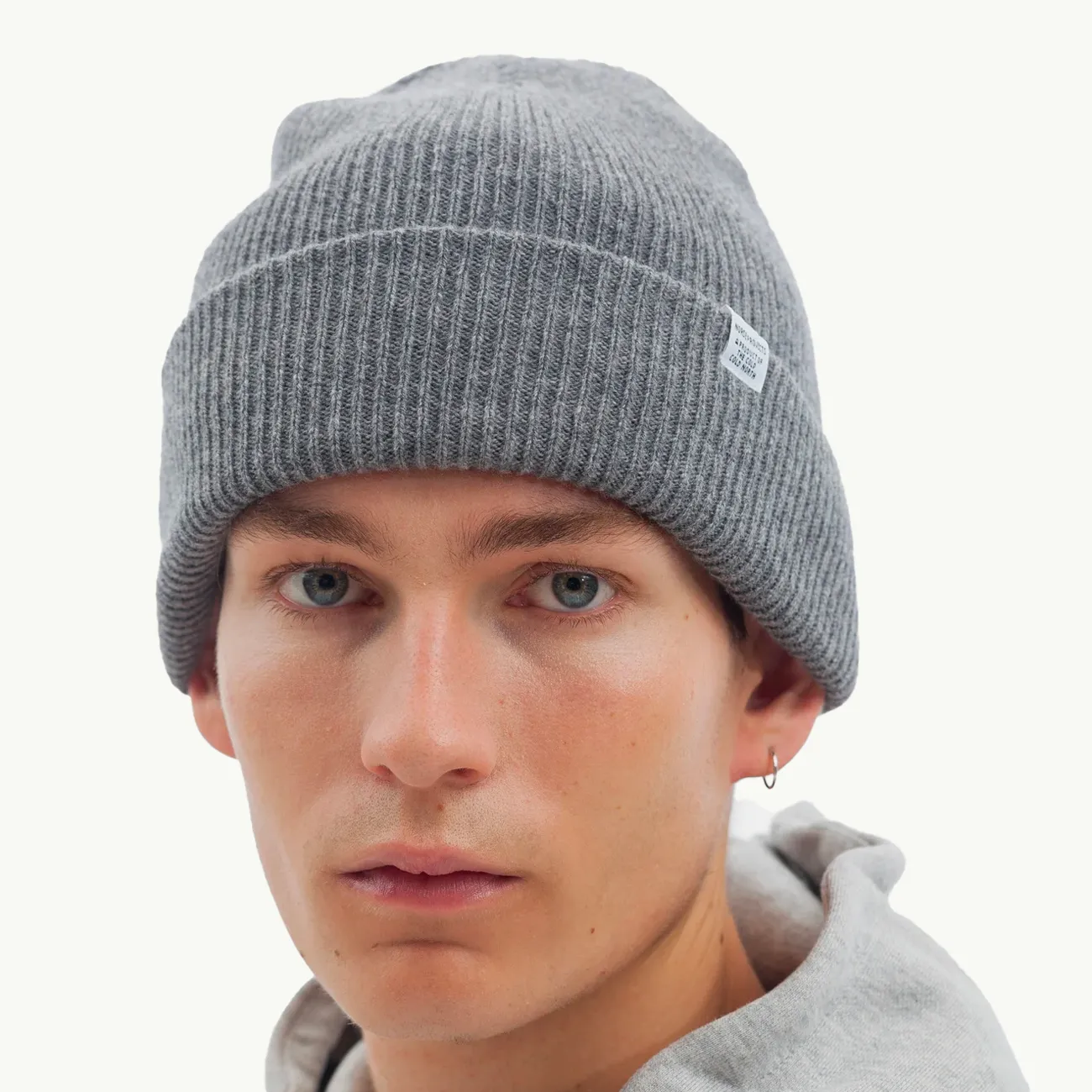 Merino Lambswool Norse Beanie - Grey Melange