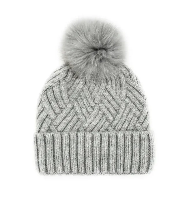 Mitchie's | Knitted Hat With Fox Pom Pom