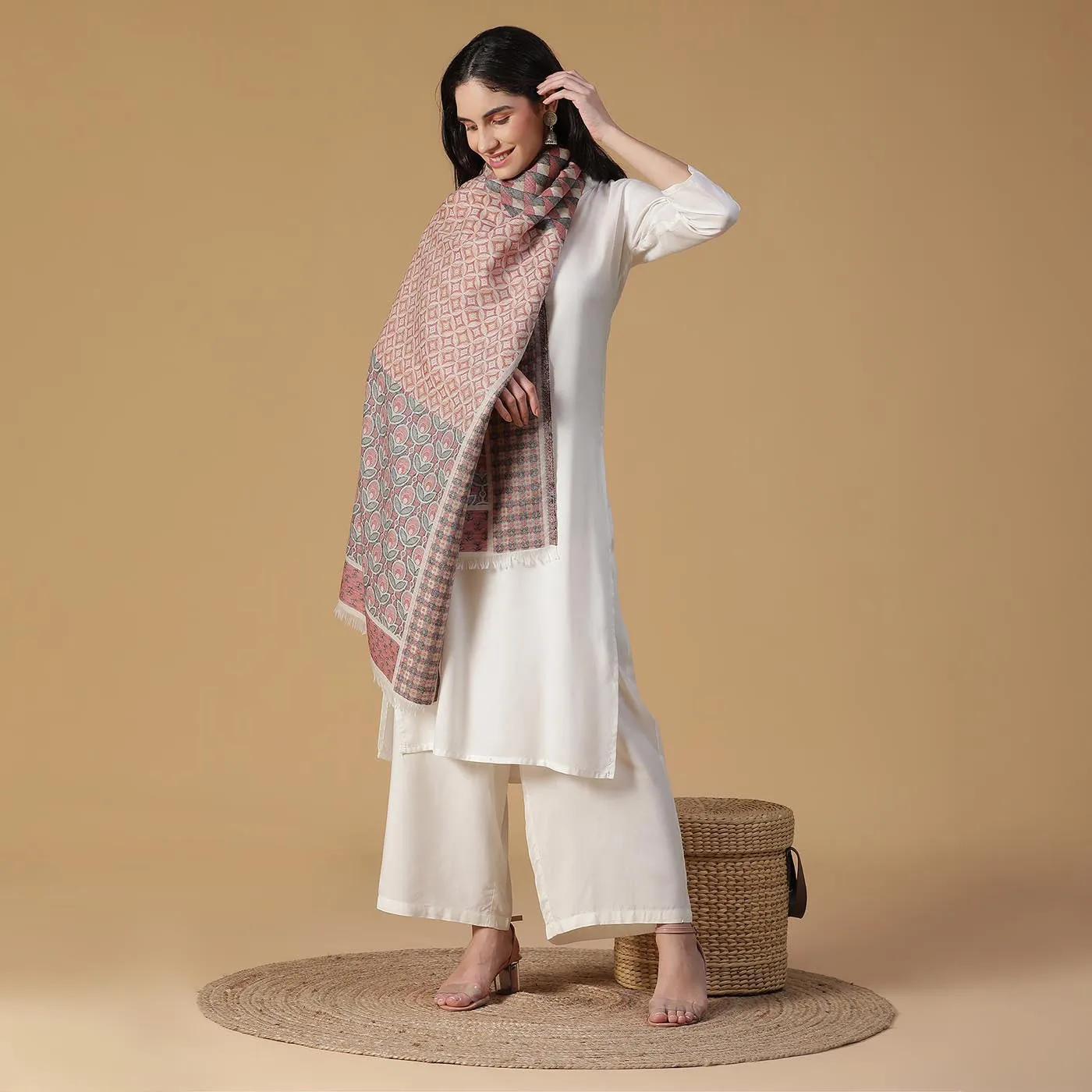 MODREN GEO Wool Blend Printed Stole