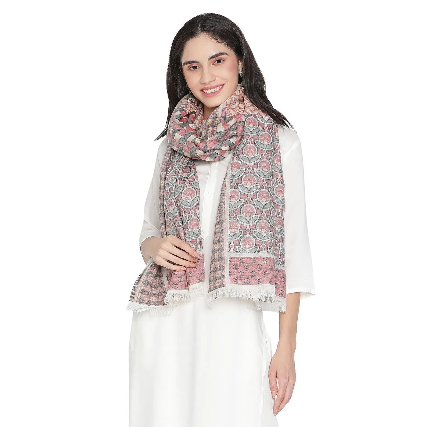 MODREN GEO Wool Blend Printed Stole