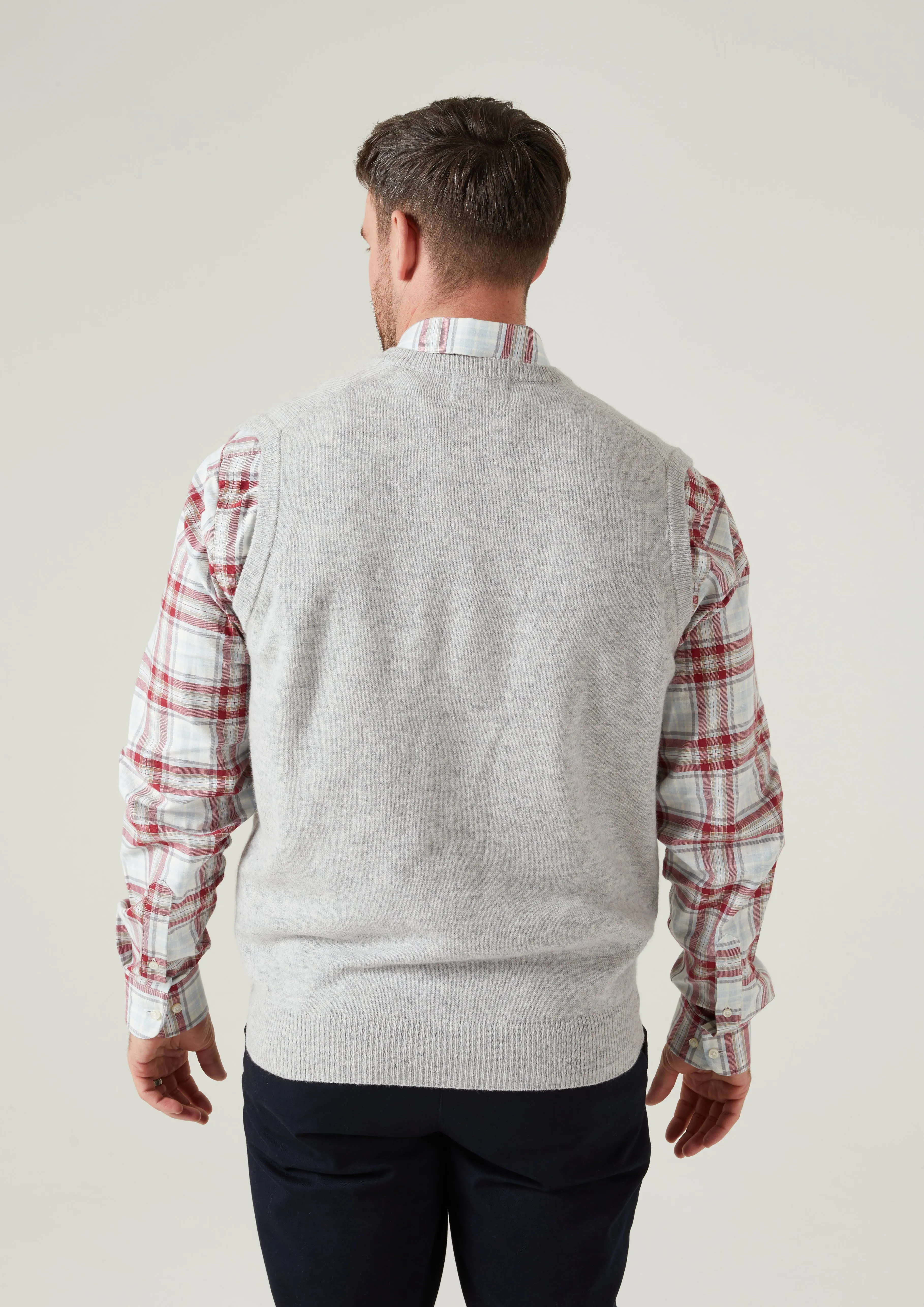 Norfolk Lambswool Slipover in Pearl Grey - Classic Fit