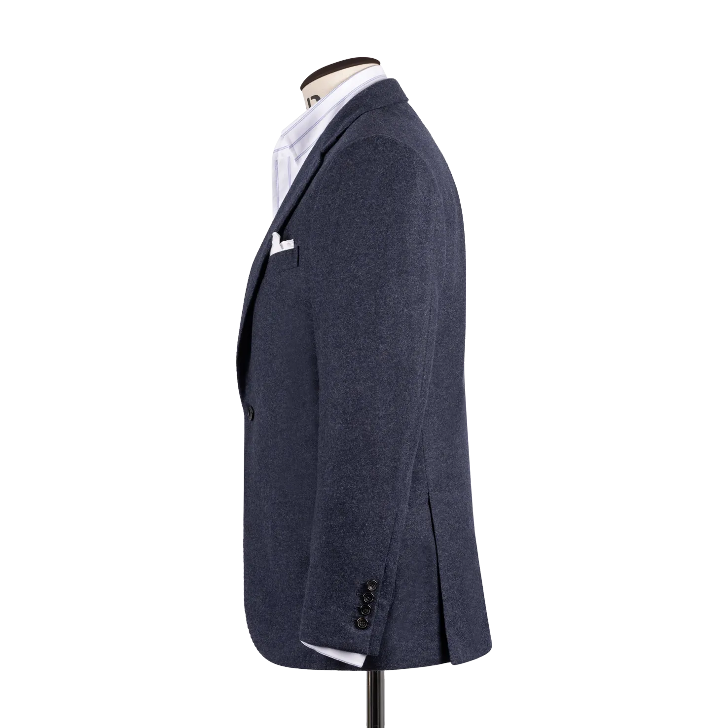 Notch Lapel Jacket in Airforce Blue Wool Cashmere