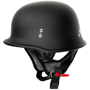 Outlaw Helmets T99 Matte Black German Style Motorcycle Half Helmet for Men & Women DOT Approved - Adult Unisex Skull Cap for Bike Scooter ATV UTV Chopper Skateboard