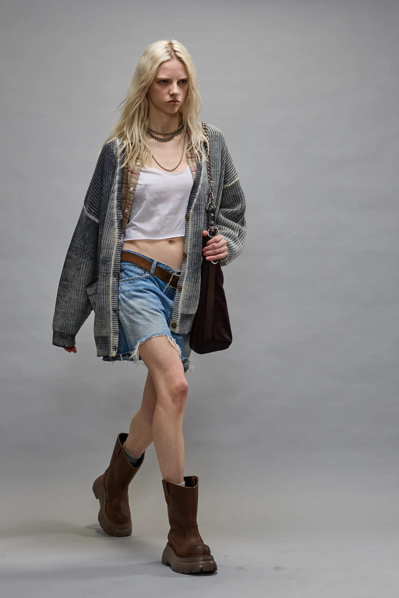 OVERSIZED CARDIGAN - DISTRESSED BLACK