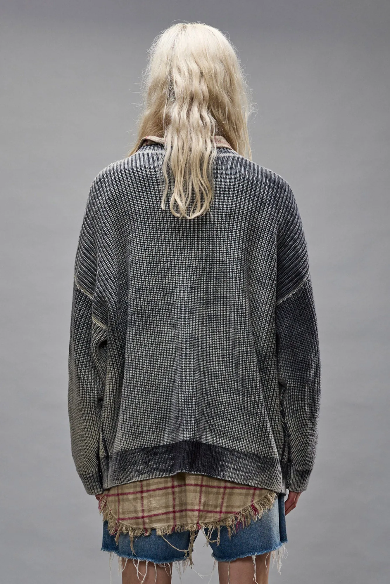 OVERSIZED CARDIGAN - DISTRESSED BLACK