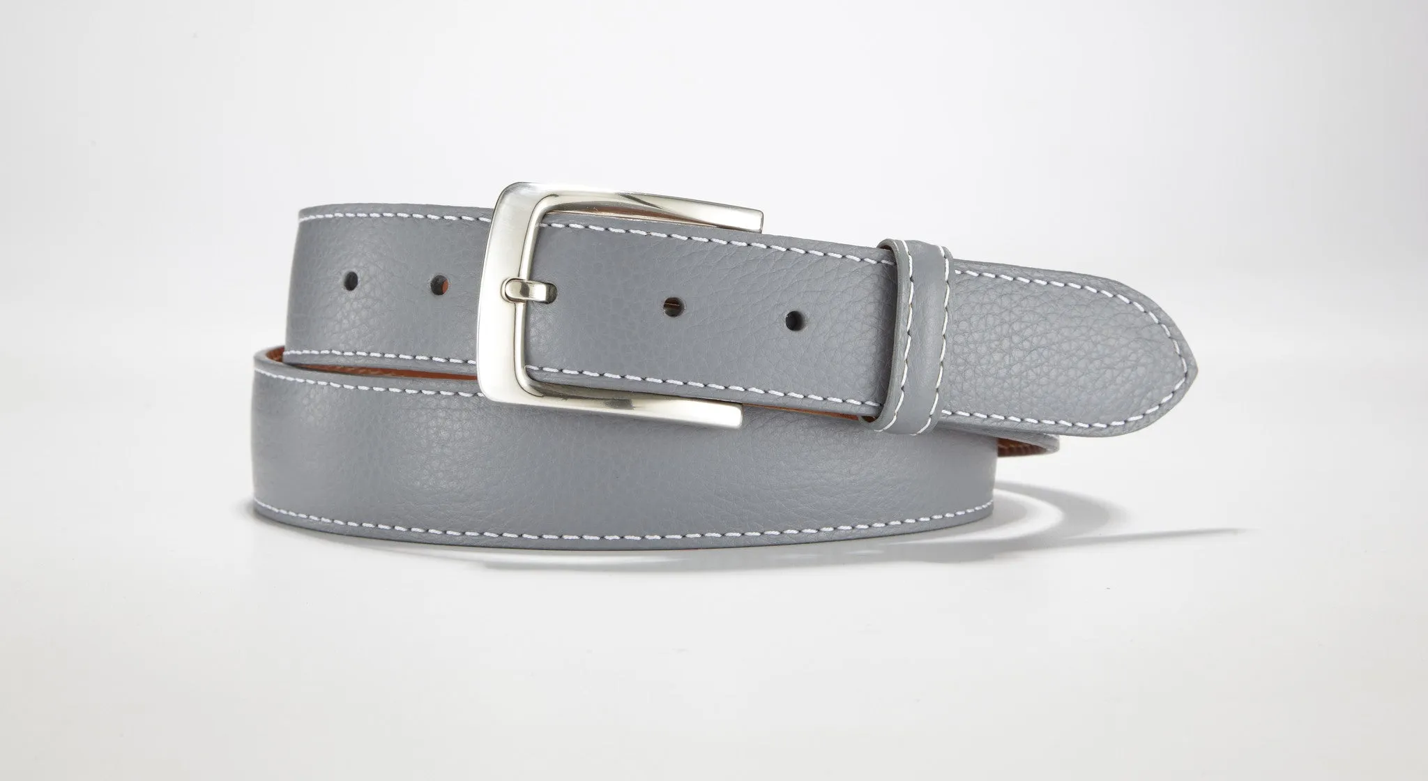 Pebble Grain Leather 1 3/8" - 35mm (Grey)