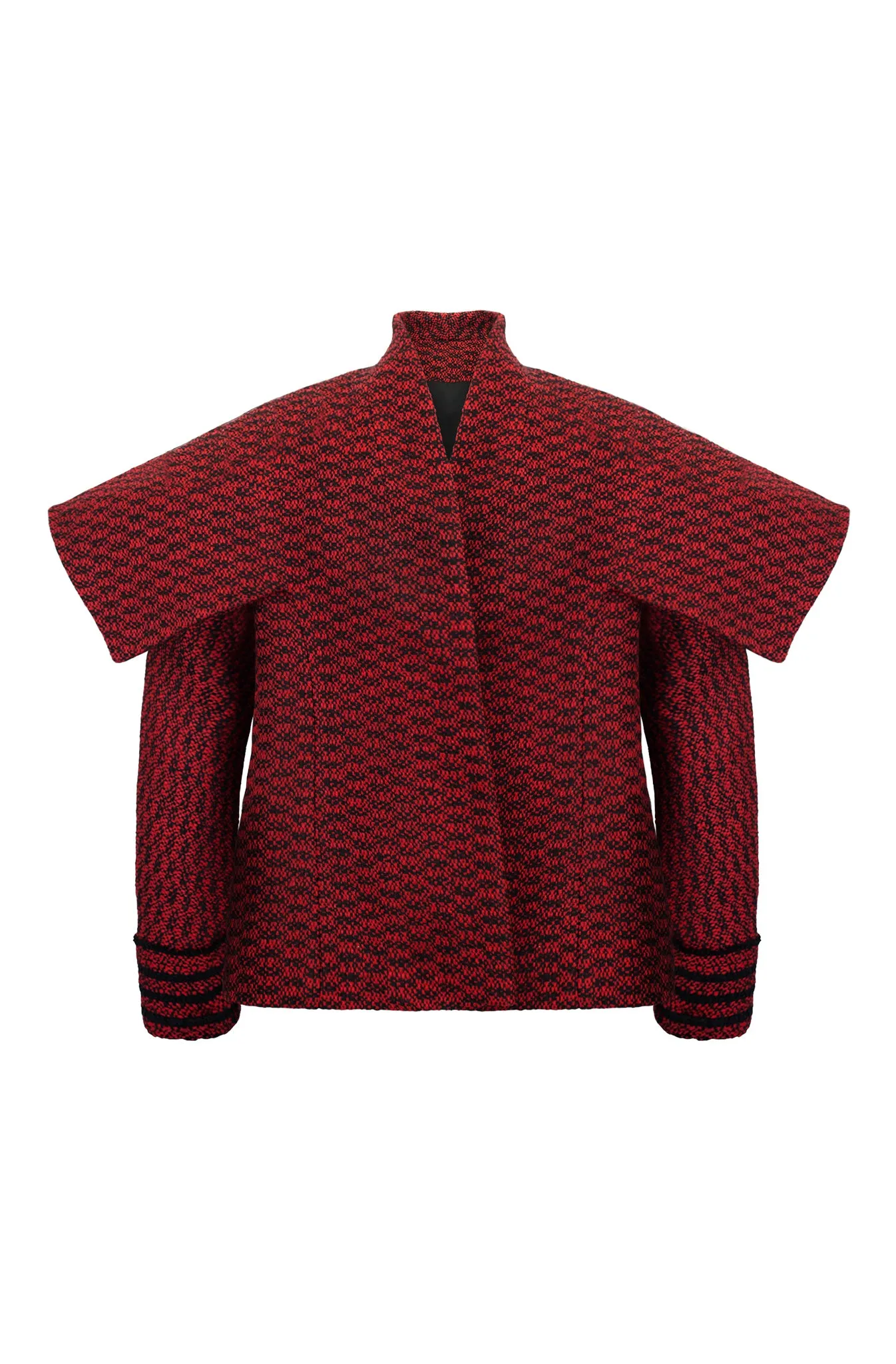 Red and Black Fleck Wool "Armour" Jacket