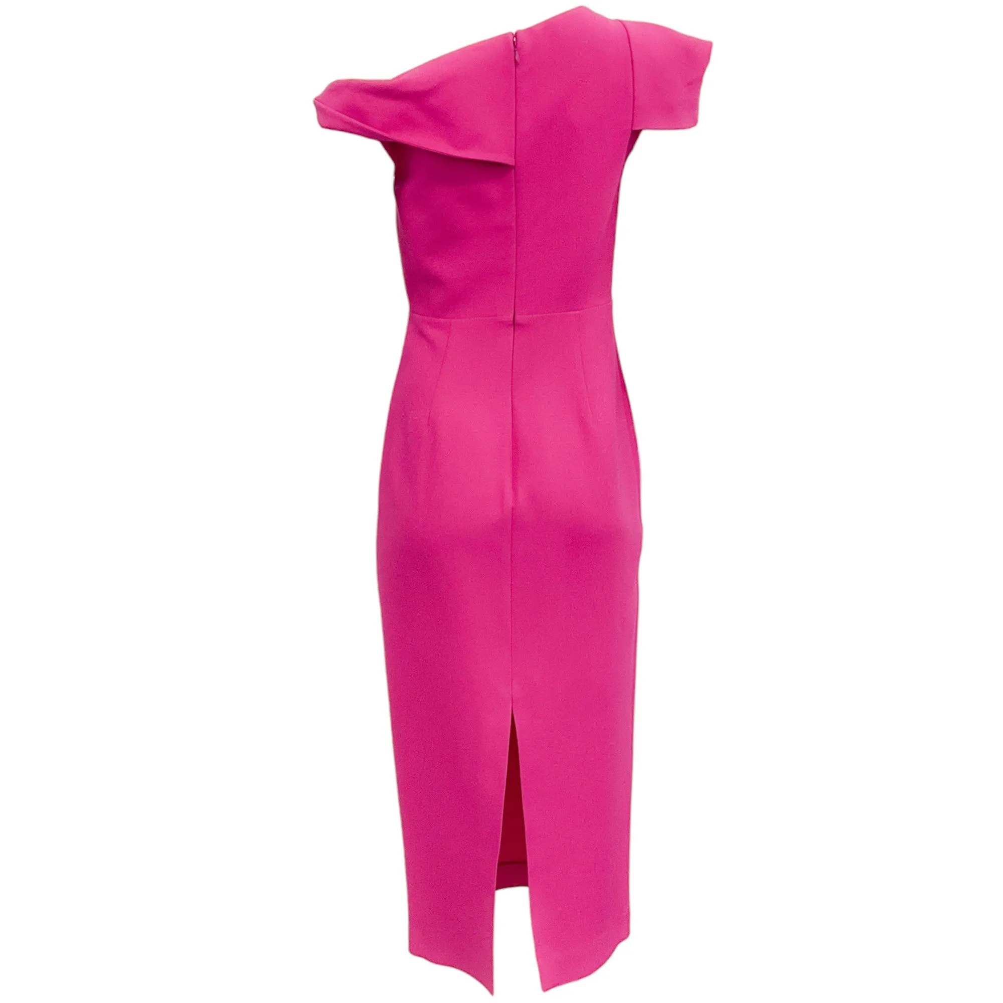 Roland Mouret Hot Pink Wool Off Shoulder Dress