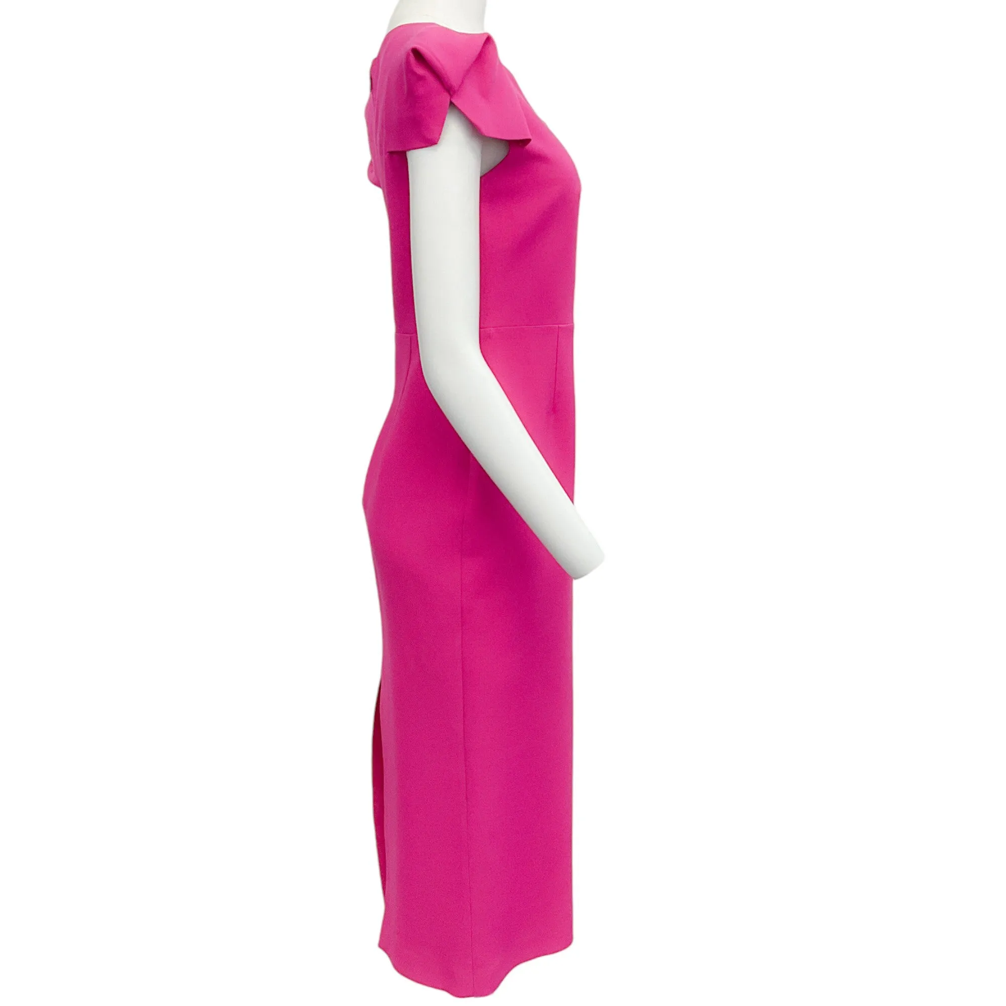 Roland Mouret Hot Pink Wool Off Shoulder Dress