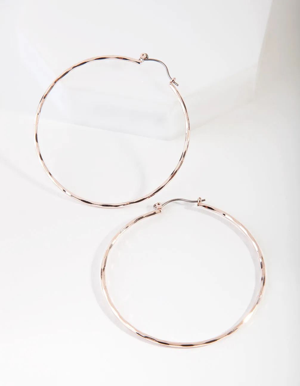 Rose Gold Textured Hoop Earrings