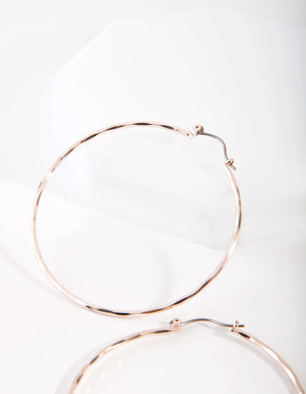 Rose Gold Textured Hoop Earrings