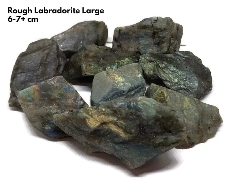 Rough Raw Flash Labradorite sizes from 1.75 to 3 inch