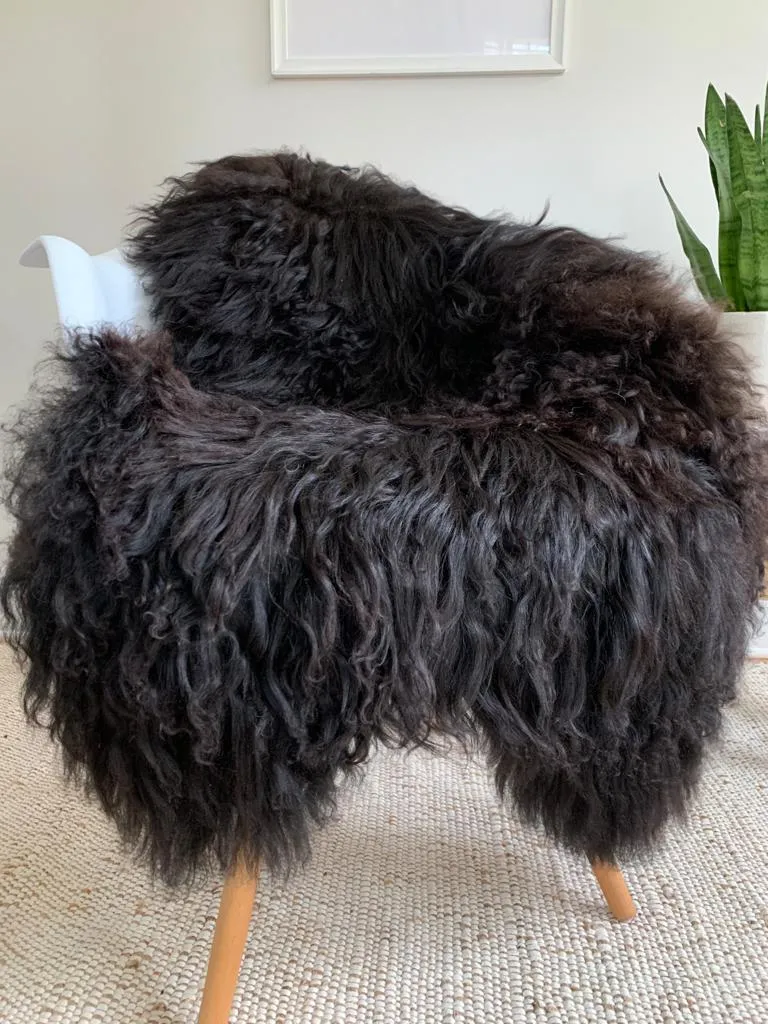 Silky Longhair Black Sheepskin