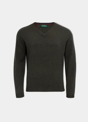 Streetly Men's V Neck Jumper In Seaweed - Classic Fit