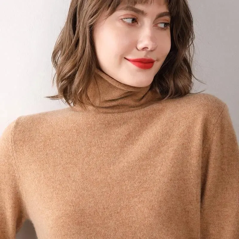 Turtleneck Western Style Inner Wear Thin Knitted Cashmere Sweater