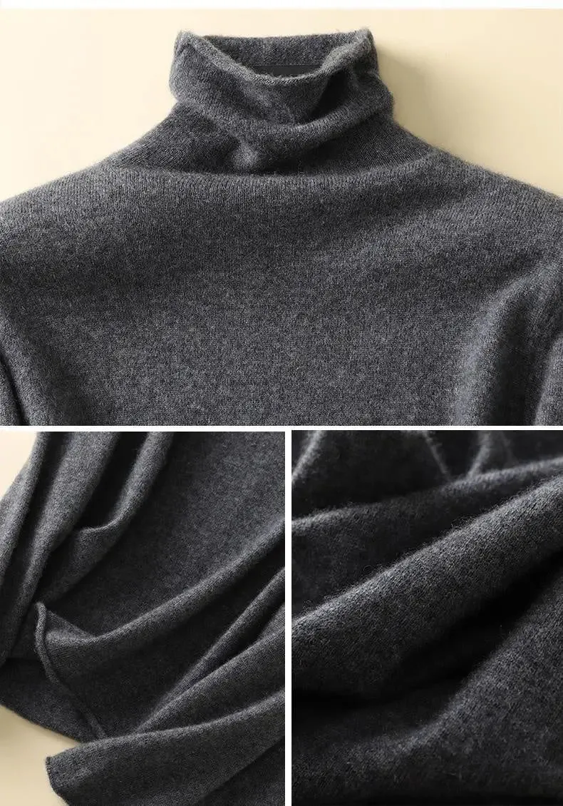 Turtleneck Western Style Inner Wear Thin Knitted Cashmere Sweater