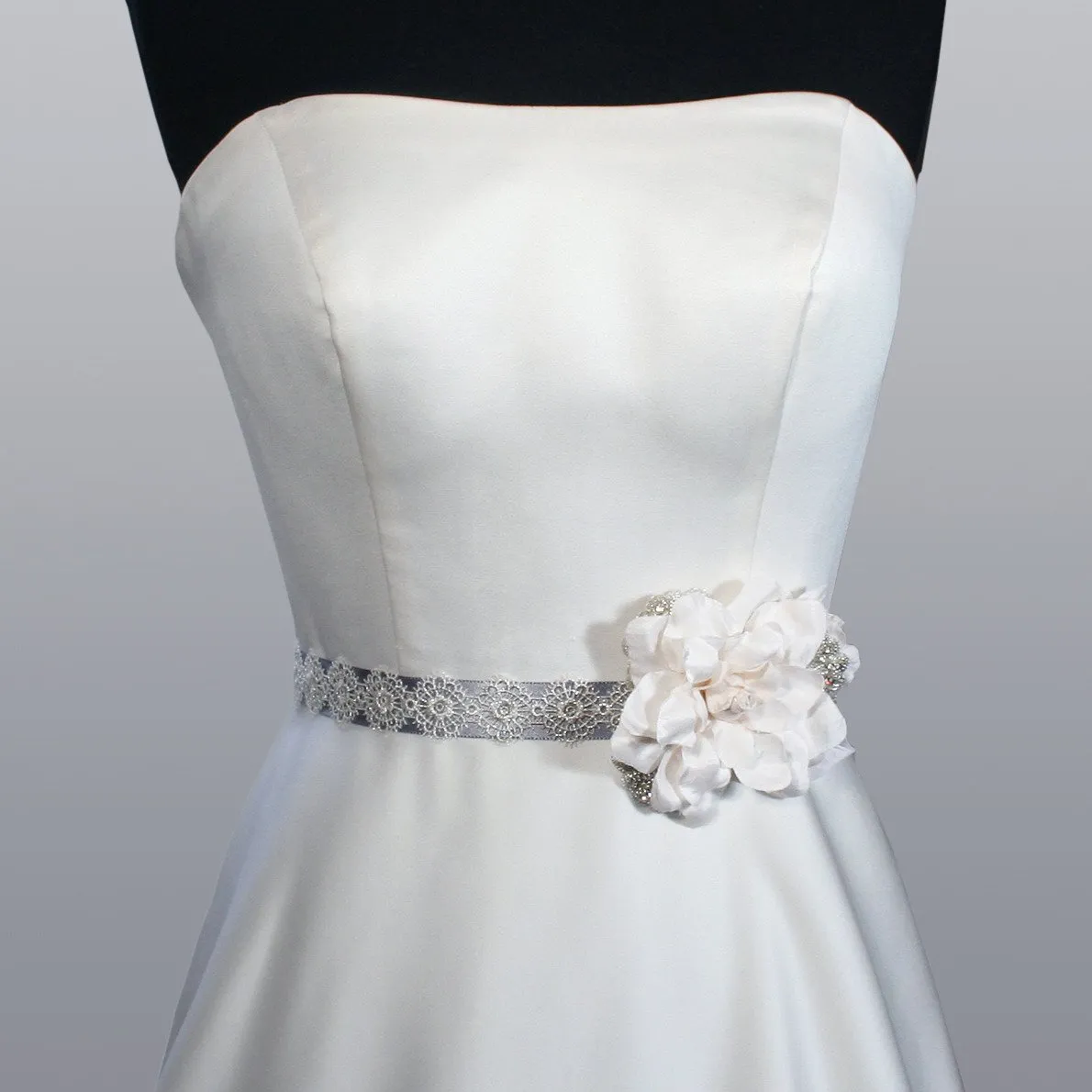 Wedding Sash with Silk Gardenia