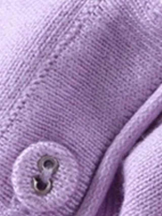 Women's Cardigan Sweater Jumper Knit Button Knitted Pure Color V Neck Stylish Casual Outdoor Work Spring Summer Purple Pink M L XL / Cotton / Long Sleeve / Cotton / Regular Fit / Going out