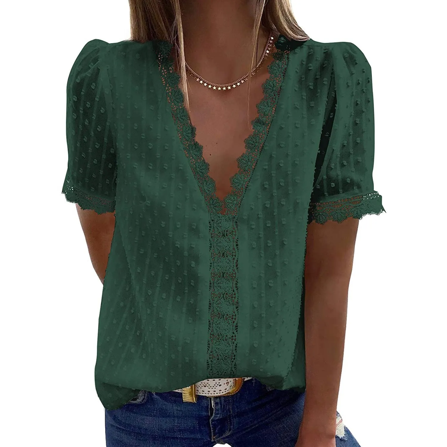 Women's Sexy Lace V-Neck Top