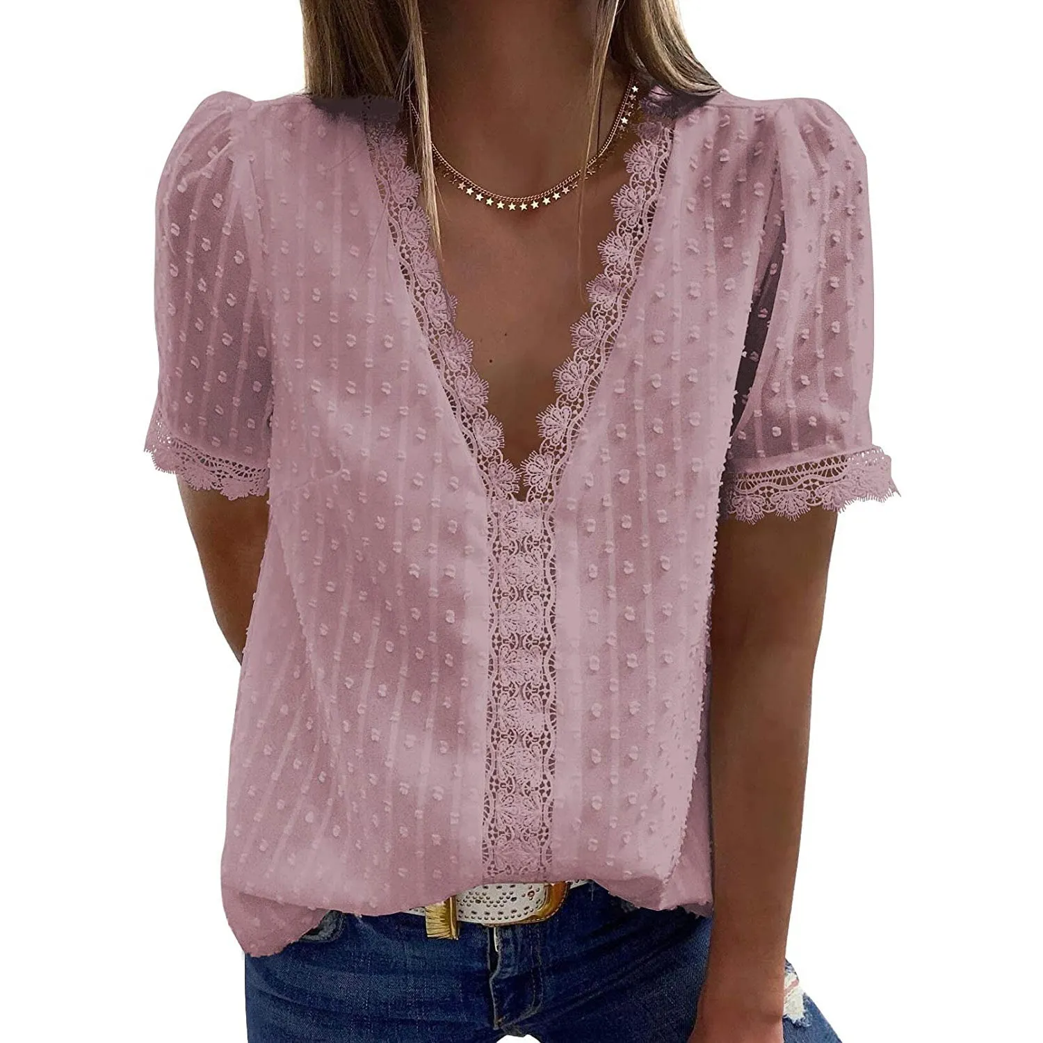 Women's Sexy Lace V-Neck Top