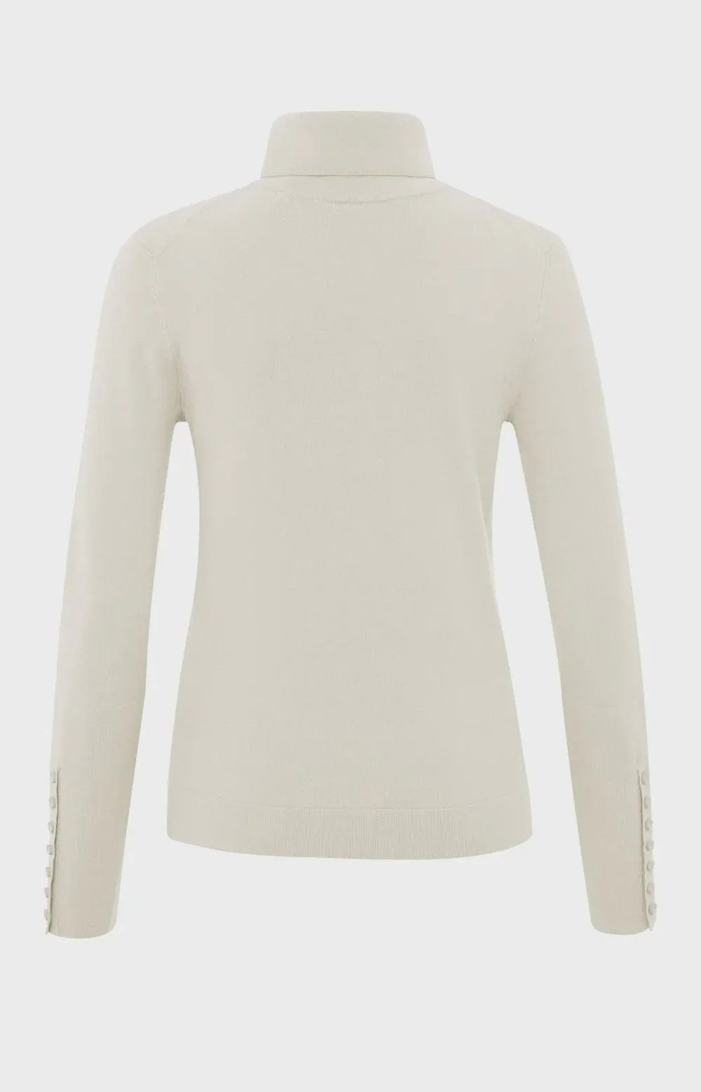 Yaya Turtleneck Jumper and Button Cuffs Chalk White